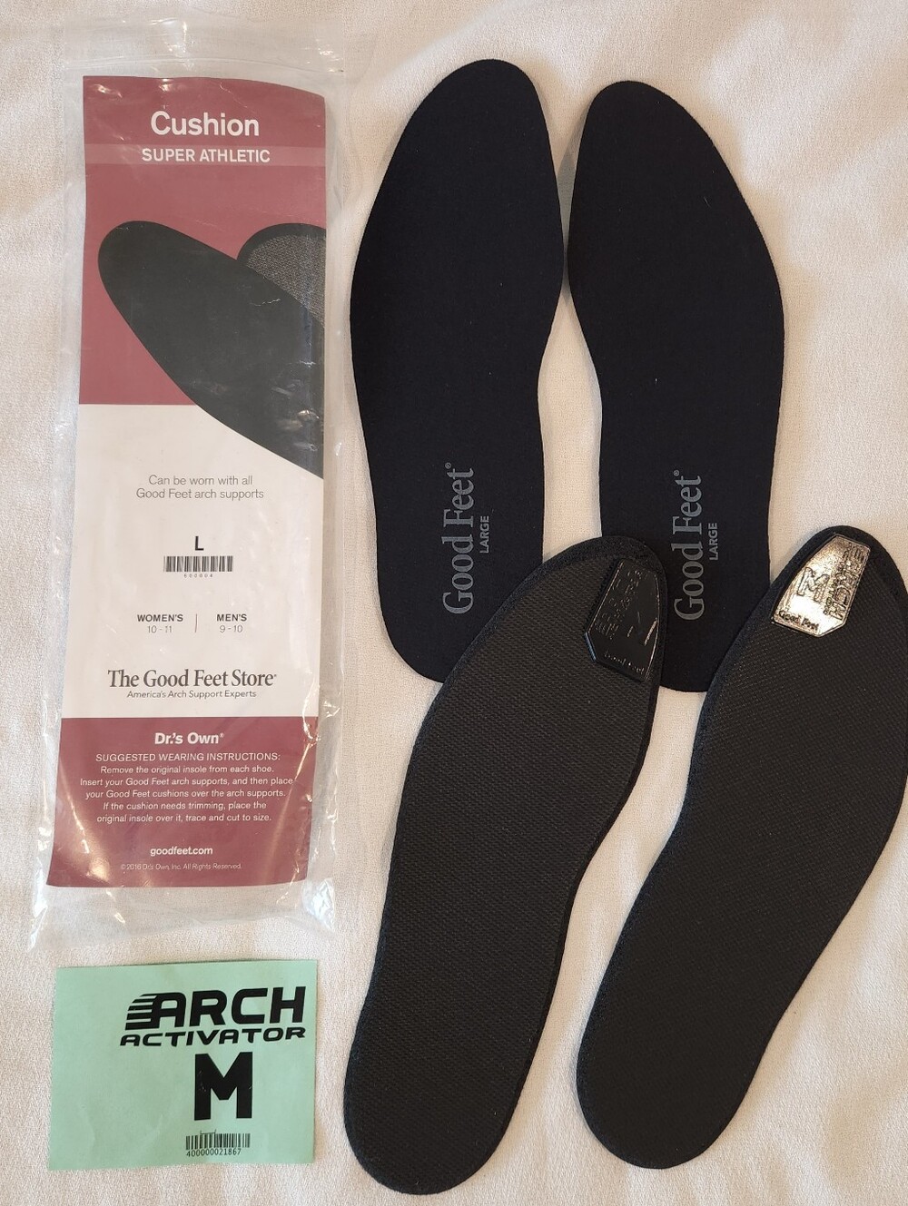 2 Good Feet Store Cushion Super Athletic Insoles L W 10-11 M 9-10 Arch Activator